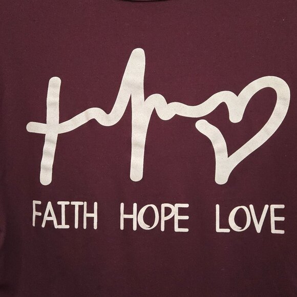 NWT Women's Maternity Violet & Ruby Top Faith Hope Love Burgundy Size S Ruching - Picture 2 of 4
